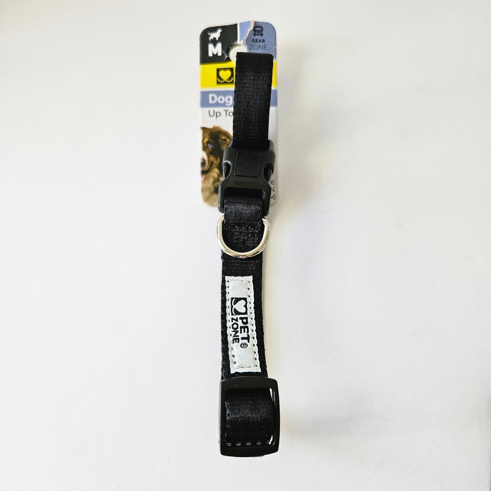 Pet Zone Dog Pet Collar - NEW - Size Medium - Neck 14-20" - Up to 20 lbs - BLACK
